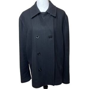 Express Men's Black Peacoat Wool Blend Interior Zipped Pocket Size Large